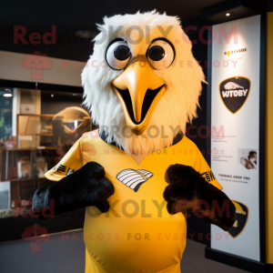 Gold Vulture maskot kostume...