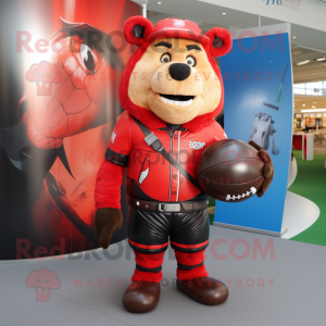Röd Rugby Ball maskot...