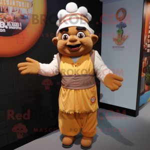 nan Biryani mascot costume character dressed with a Overalls and Berets