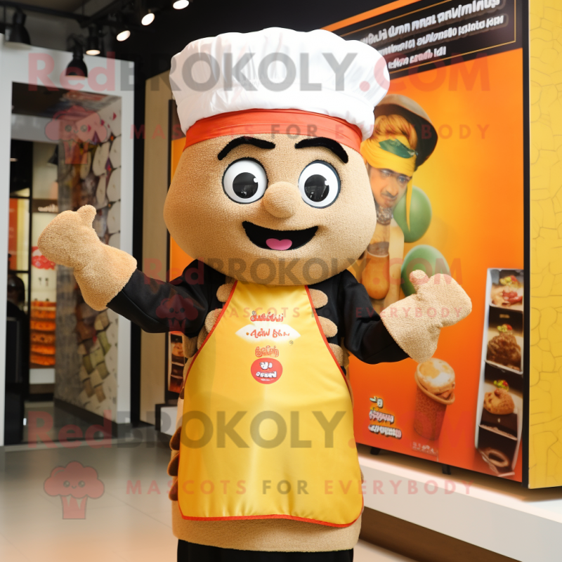 nan Biryani mascot costume character dressed with a Overalls and Berets