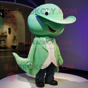 Green Whale maskot kostym...