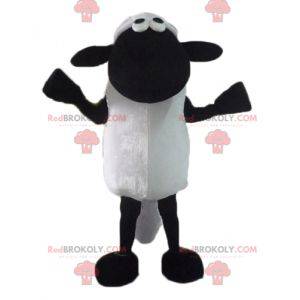 Zwart-wit cartoon beroemde schapen shaun mascotte -