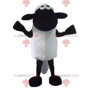 Black and white cartoon famous sheep shaun mascot -