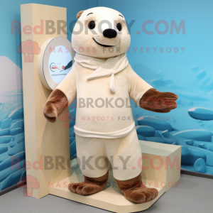 Cream Otter maskot kostume...