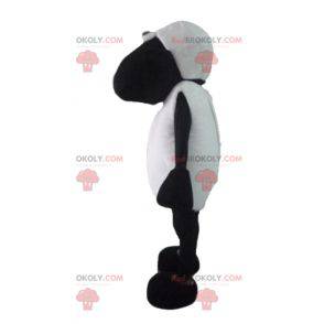 Black and white cartoon famous sheep shaun mascot -