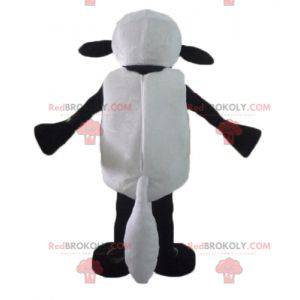 Black and white cartoon famous sheep shaun mascot -