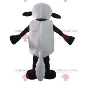 Black and white cartoon famous sheep shaun mascot -