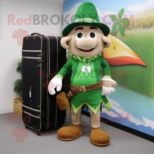 nan Leprechaun Hat mascot costume character dressed with a Board Shorts and Briefcases