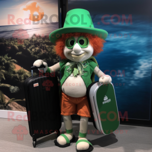 nan Leprechaun Hat mascot costume character dressed with a Board Shorts and Briefcases