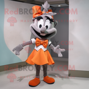 Grå orange maskot kostume...