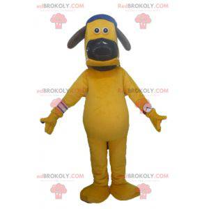 Stor gul hundmaskot med en keps - Redbrokoly.com