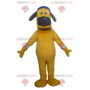 Stor gul hundemaskot med hue - Redbrokoly.com