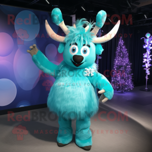 Cyan rensdyr maskot kostume...