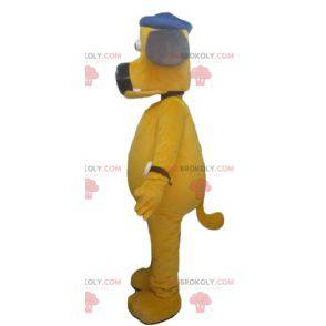Mascotte de grand chien jaune avec une casquette -