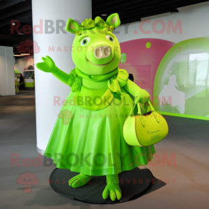 Lime Green Pig mascotte...