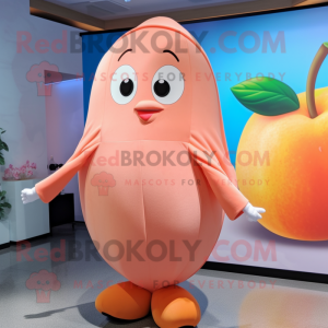 Peach Apricot mascot costume character dressed with a Bodysuit and Wraps