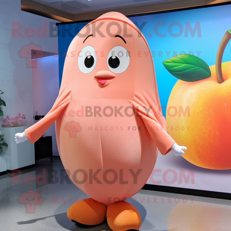 Peach Apricot mascot costume character dressed with a Bodysuit and Wraps Peach Apricot mascot costume character dressed with a Bodysuit and Wraps