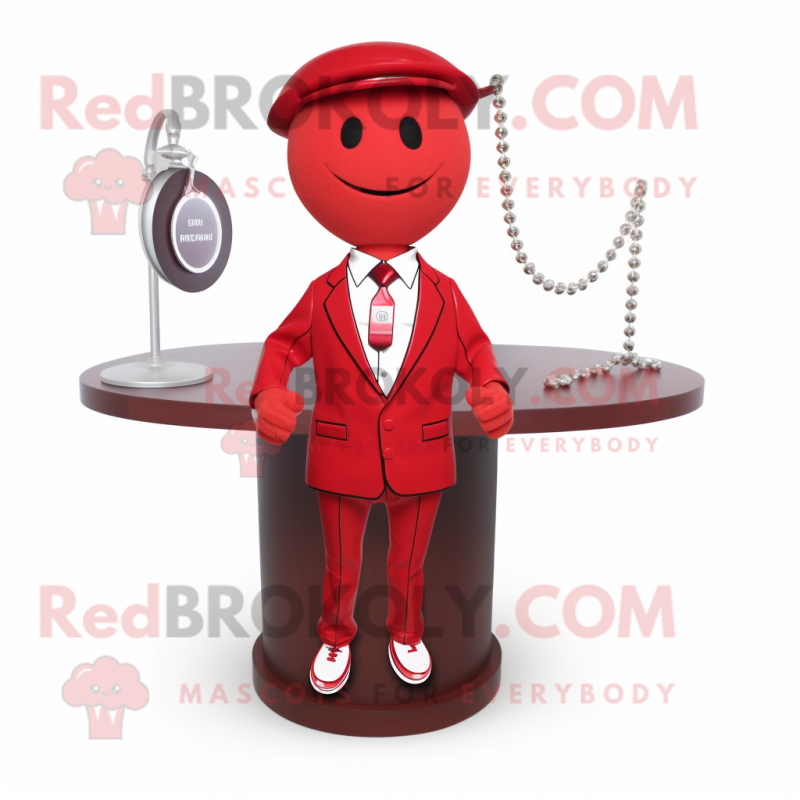 Red Attorney mascot costume character dressed with a Playsuit and Necklaces