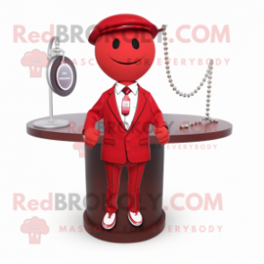 Red Attorney mascot costume character dressed with a Playsuit and Necklaces