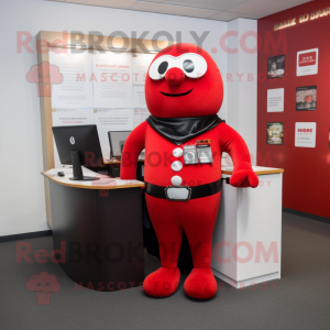 Red Attorney mascot costume character dressed with a Playsuit and Necklaces