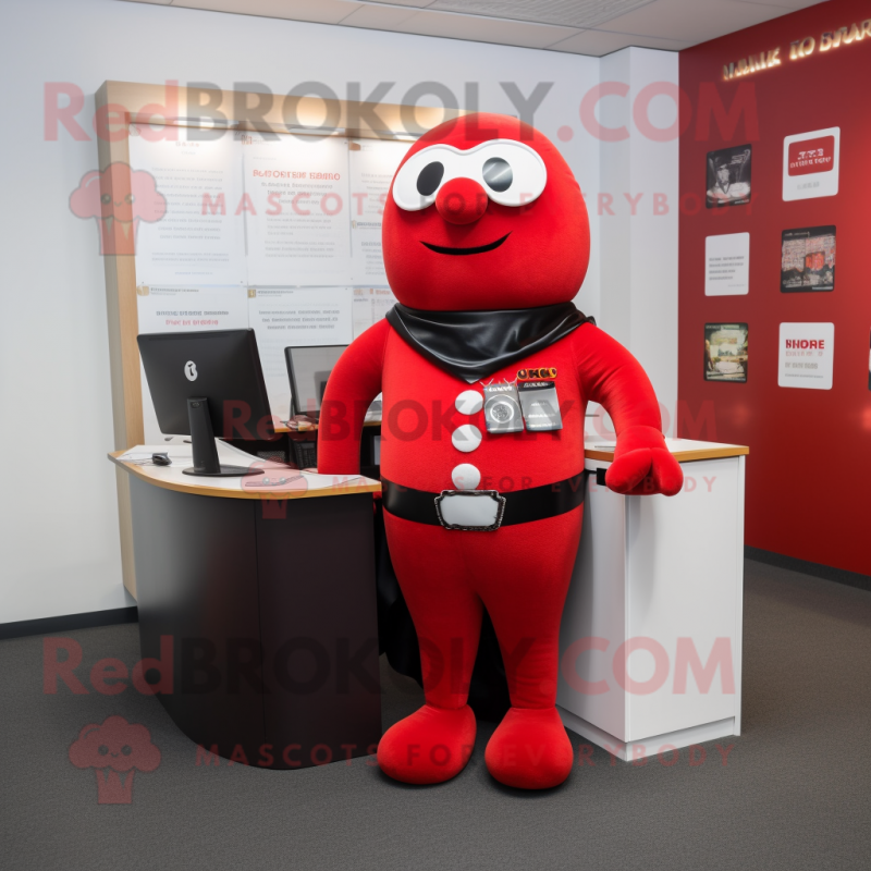 Red Attorney mascot costume character dressed with a Playsuit and Necklaces