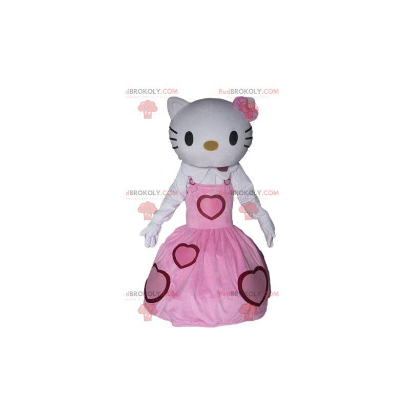 Hallo Kitty Maskottchen in einem rosa Kleid gekleidet -