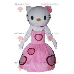 Hallo Kitty Maskottchen in einem rosa Kleid gekleidet -