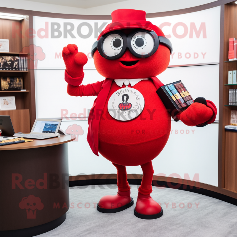 Red Attorney mascot costume character dressed with a Playsuit and Necklaces Red Attorney mascot costume character dressed with a Playsuit and Necklaces
