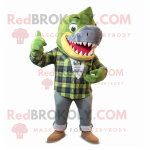 Limegrøn Megalodon maskot...