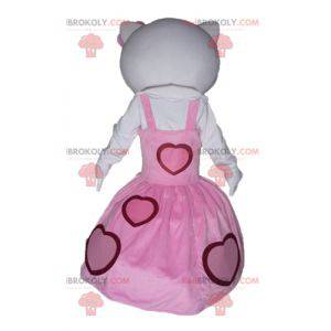 Hallo Kitty Maskottchen in einem rosa Kleid gekleidet -