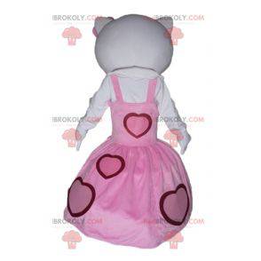 Hallo Kitty Maskottchen in einem rosa Kleid gekleidet -