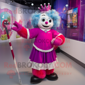 Magenta Ice Hockey Stick mascot costume character dressed with a Ball Gown and Bracelet watches