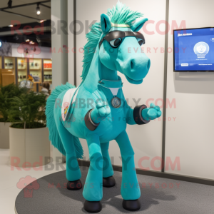 Turquoise paard mascotte...