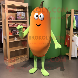 Orange Zucchini mascot costume character dressed with a V-Neck Tee and Brooches