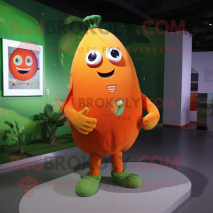 Orange Zucchini mascot costume character dressed with a V-Neck Tee and Brooches