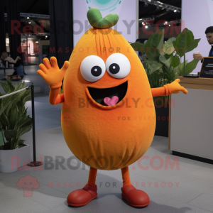 Orange Zucchini mascot costume character dressed with a V-Neck Tee and Brooches