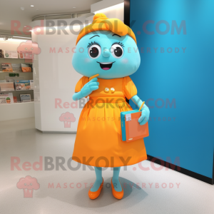 Cyan Orange maskot kostume...