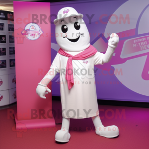Wit roze mascotte kostuum...