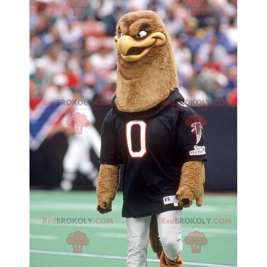 Mascota del buitre marrón en ropa deportiva - Redbrokoly.com