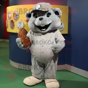 Grå baseball handske maskot...