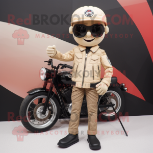 Beige Golf Ball mascot costume character dressed with a Biker Jacket and Watches