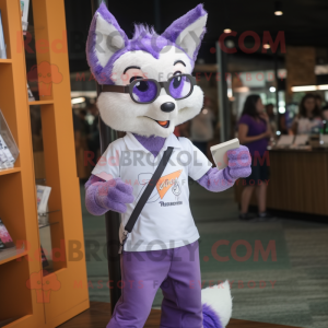 Lavendel Fox maskot kostym...