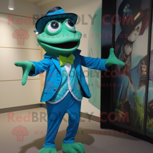 Teal Frog mascotte kostuum...