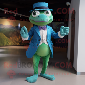 Teal Frog mascotte kostuum...