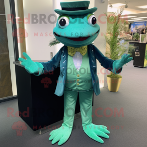 Teal Frog mascotte kostuum...