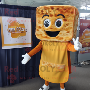 Rust Grilled Cheese Sandwich mascot costume character dressed with a Cover-up and Beanies