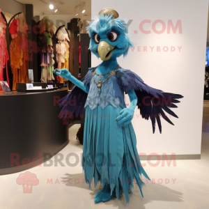 Cyan Harpy mascotte kostuum...