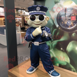 Navy Champagne mascot costume character dressed with a Rash Guard and Bracelet watches