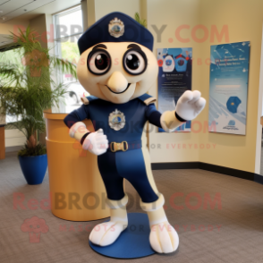 Navy Champagne mascot costume character dressed with a Rash Guard and Bracelet watches