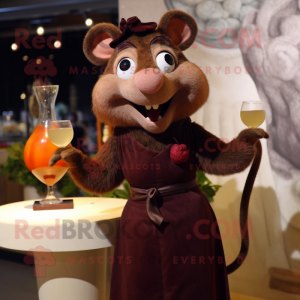 Brown Ratatouille mascot costume character dressed with a Cocktail Dress and Rings